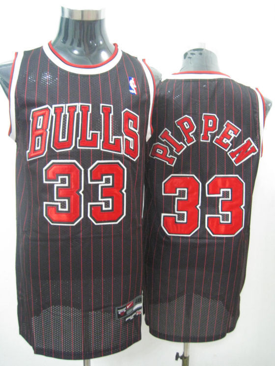 Chicago Bulls Pippen Black Red White Jersey